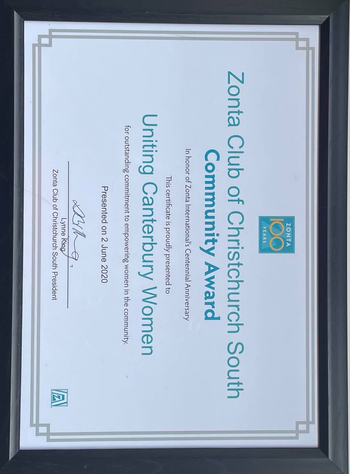 Community Award Certificate